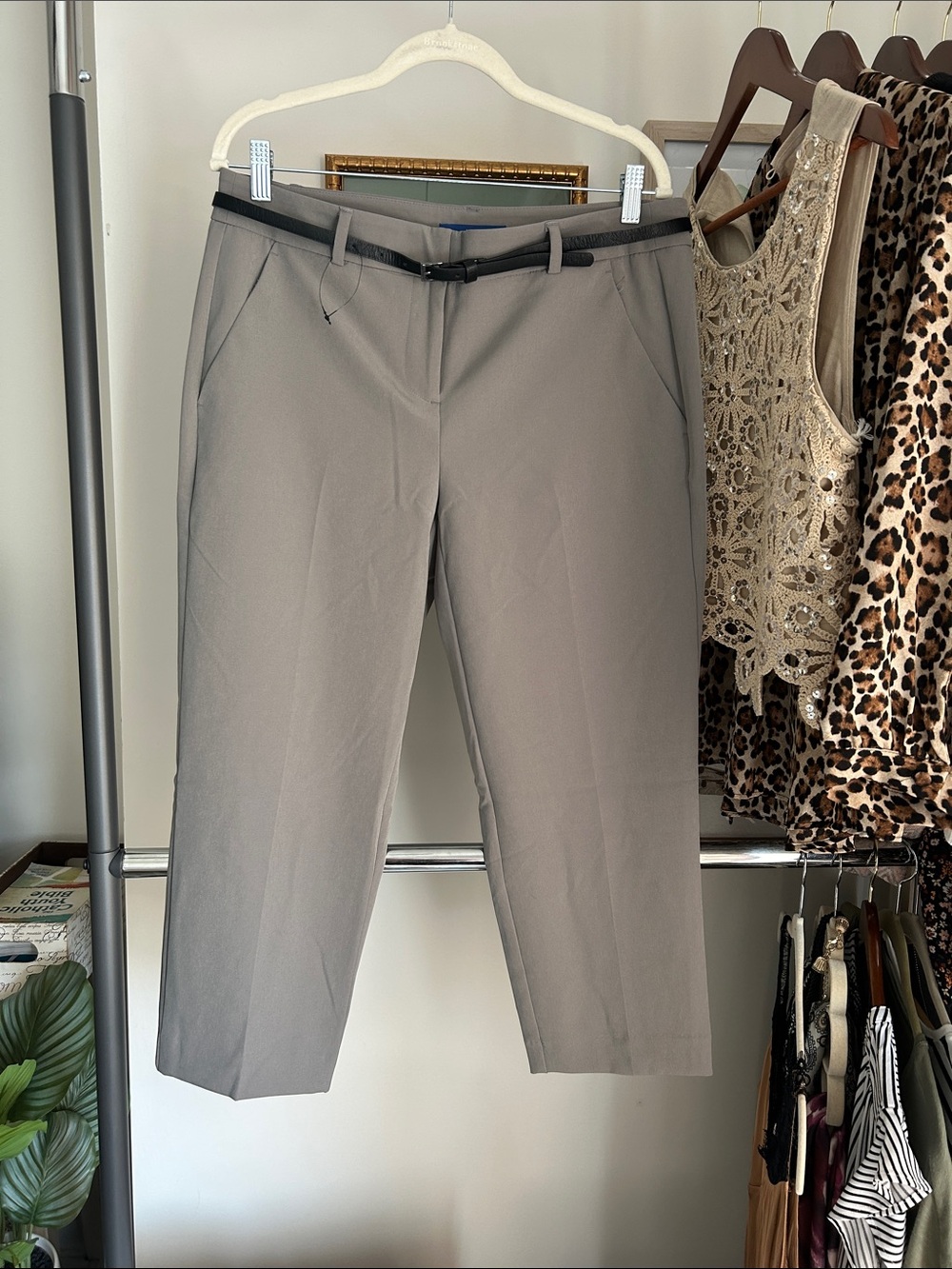 Apt 9 size 10 torie polyester spandex crop flat front Gray straight  Pants